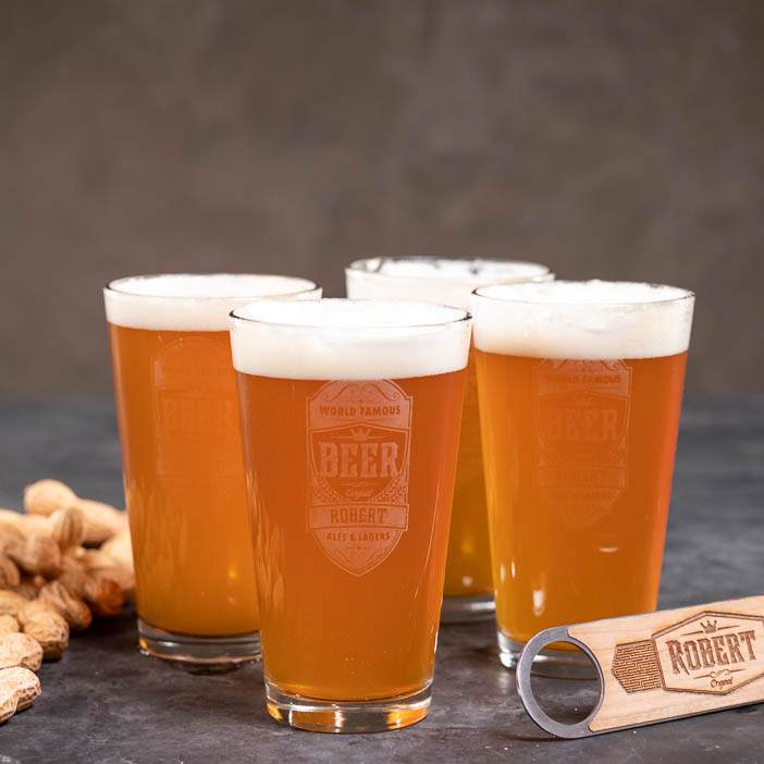 4 Personalized Pint Glasses 