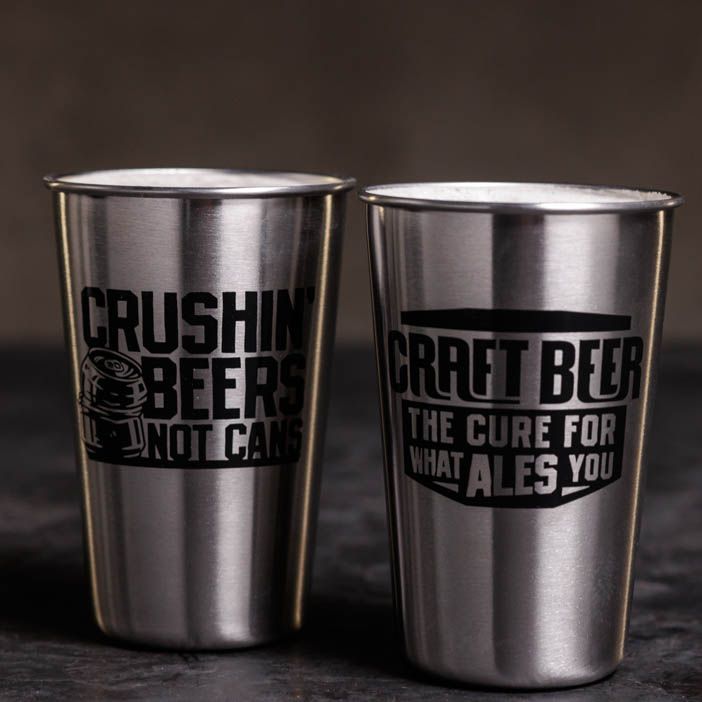 2 Stainless Steel Pint Glasses