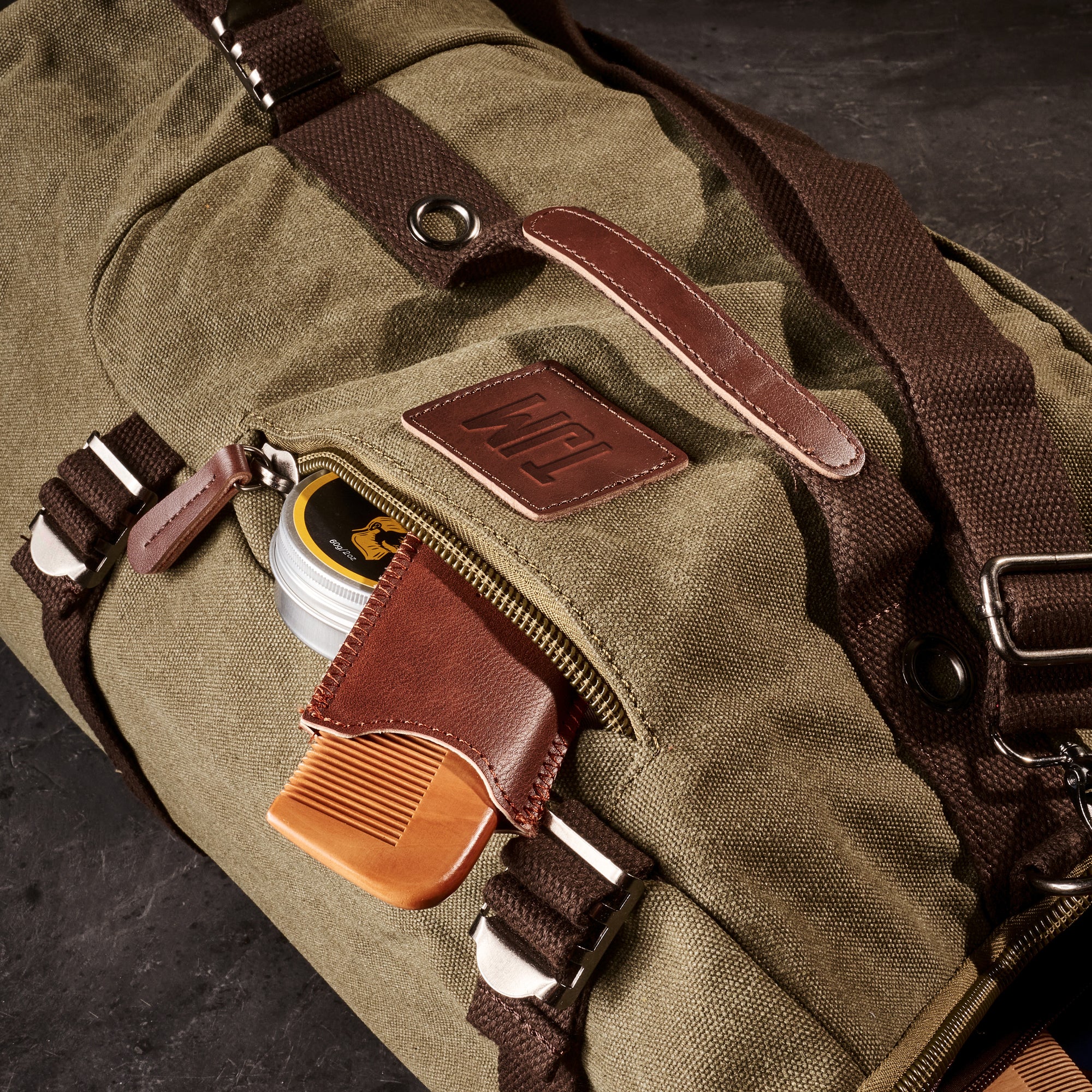 Personalized Backpack Duffel Bag - Hunter Green - Details