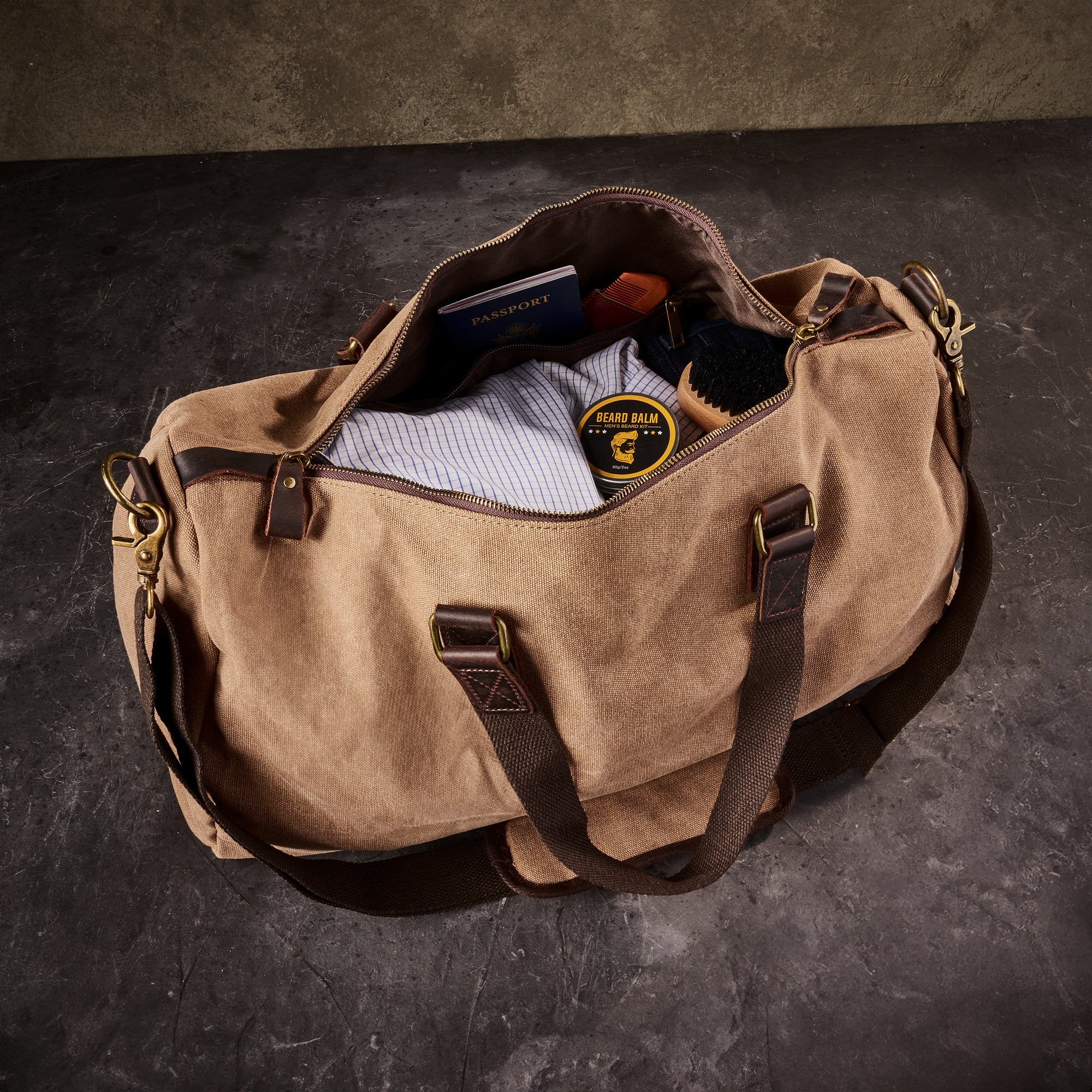 Personalized Weekender Duffel Bag - Taupe