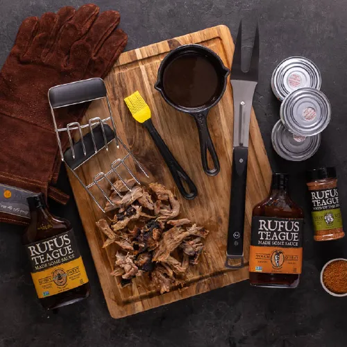 Showcasing the Pit Master Crate with pork tasting, thanks to the crate's tools.